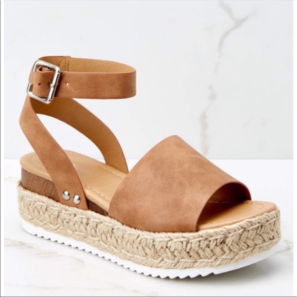 Shoes - Tan Espadrille wedge